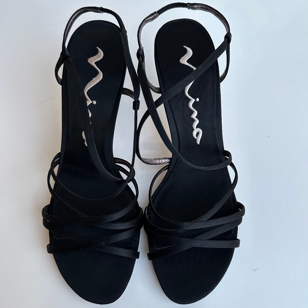 Nina Black Luster SA Genuine Leather Sole Size 9M USA